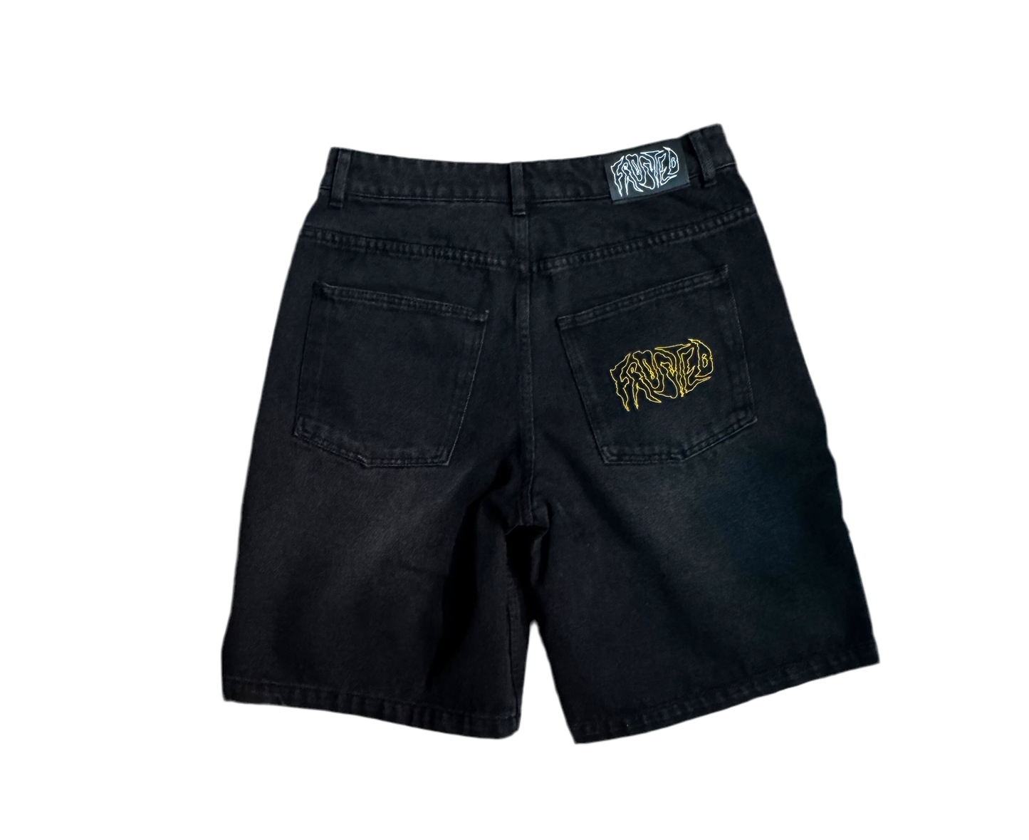 Frosted Skateboards 'Wavy' Baggy Jean Shorts - Off Black