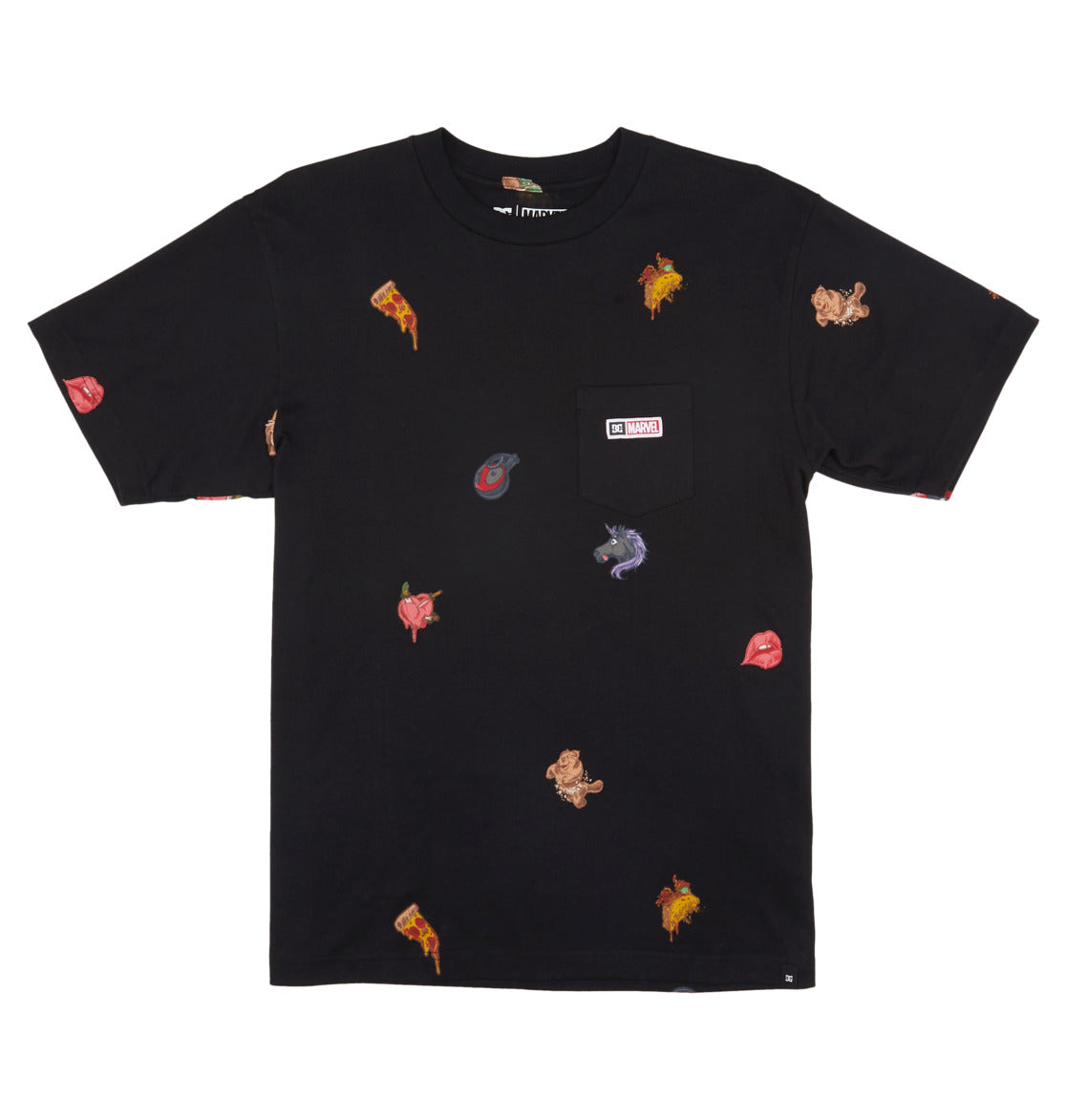 DC Shoes x Marvel 'Deadpool All Over' Pocket Tee - Black
