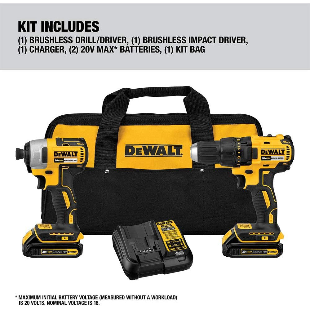 DEWALT 20V MAX* Cordless Drill and Impact Driver, Power Tool Combo Kit - Refurbished with Dewalt Warranty - DCK277C2