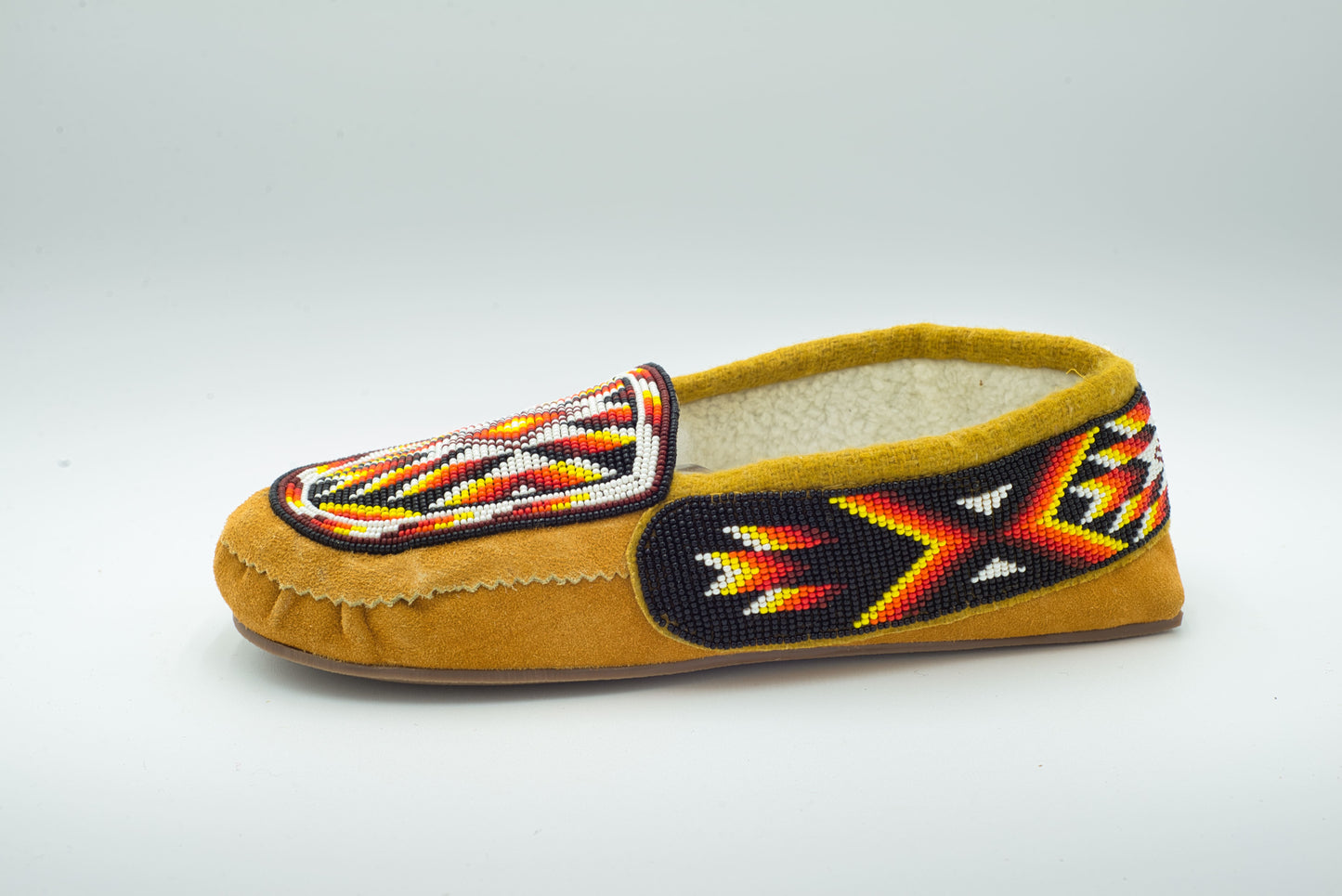 Thunderbird Beaded Cow Suede Moccasins – Fleece Lined