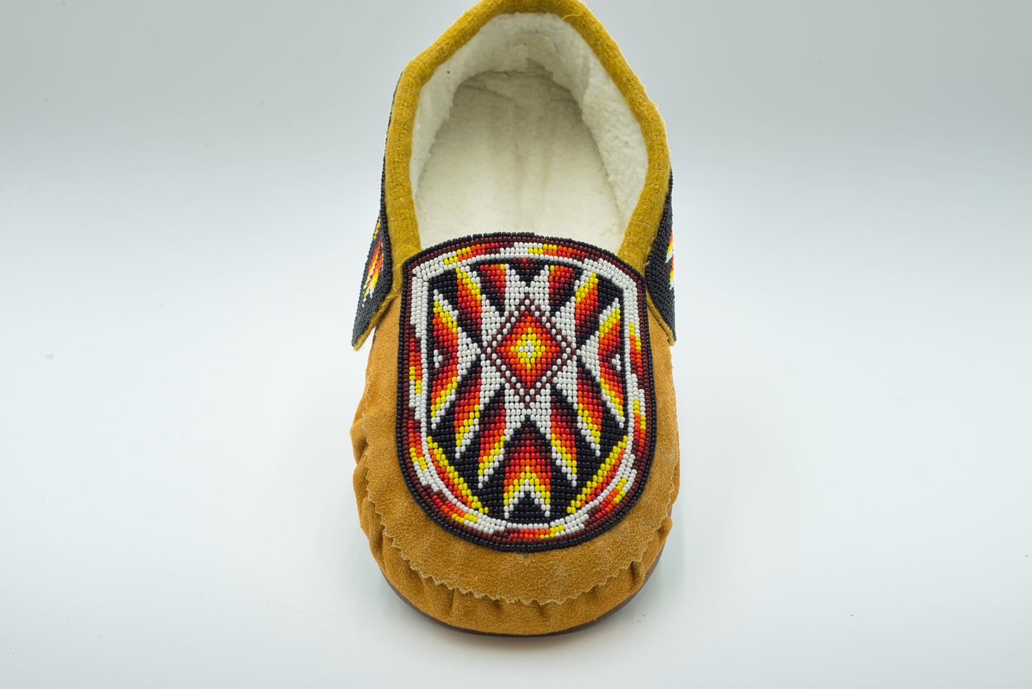 Thunderbird Beaded Cow Suede Moccasins – Fleece Lined