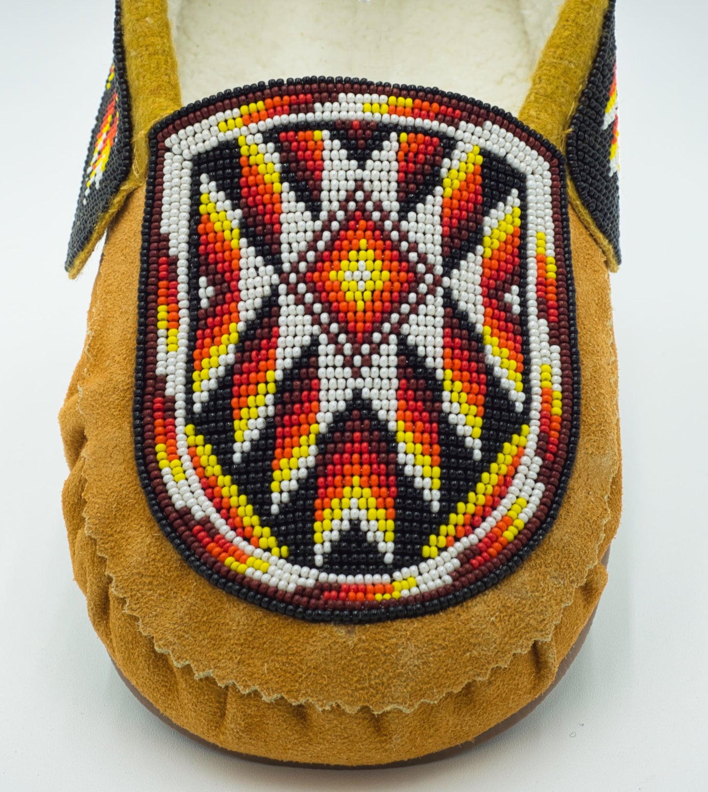 Thunderbird Beaded Cow Suede Moccasins – Fleece Lined