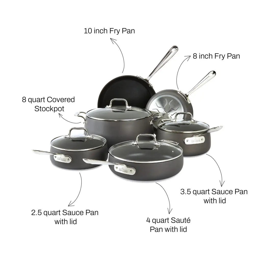 ALL CLAD E113SC64 HA1 Hard Anodized Nonstick Cookware 10PC Set - Kastor
