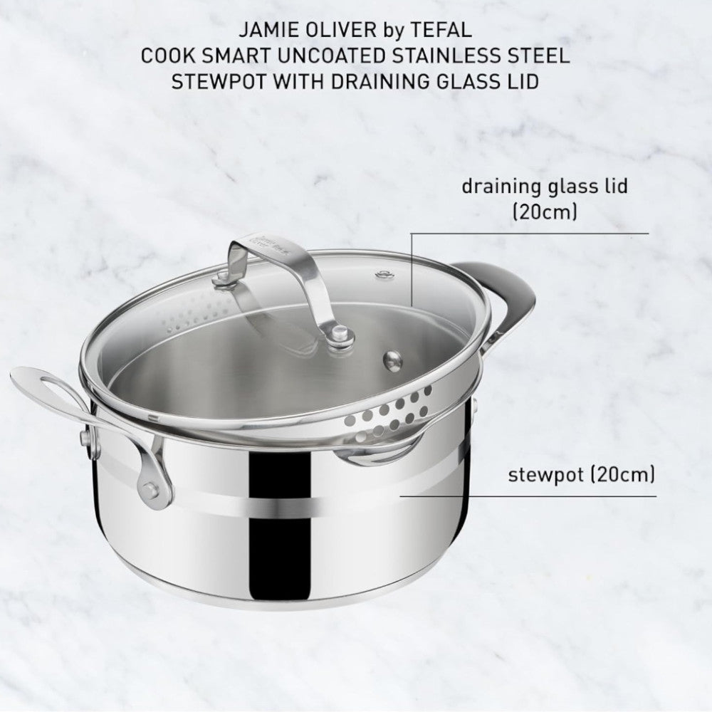 T-FAL E3114475 Jamie Oliver Stewpot 20 cm With Draining Lid - Kastor