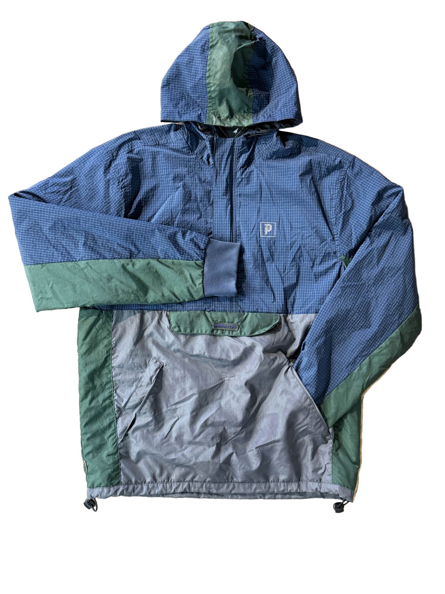 Primitive 'Retro Dirty P' Quarter Zip-Up Windbreaker - Blue/Green (Reflective)