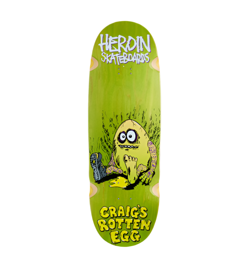 Heroin Skateboards 'Craig's Rotten Egg' Shaped Skate Deck - Green
