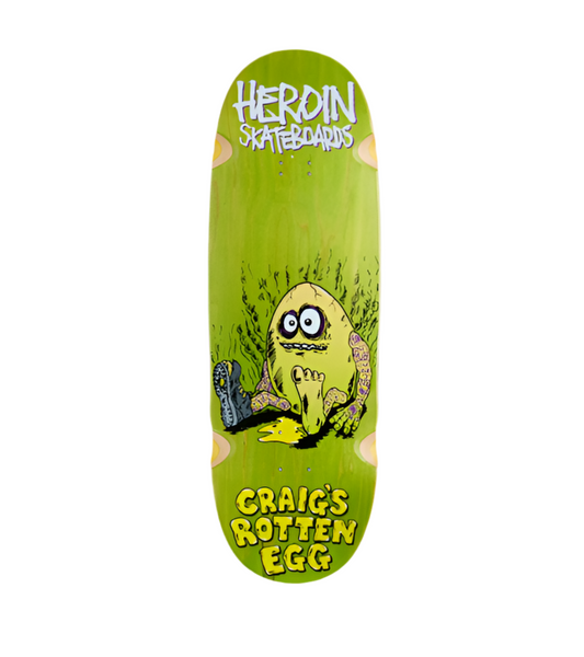 Heroin Skateboards 'Craig's Rotten Egg' Shaped Skate Deck - Green