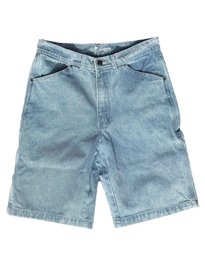 Red Dragon 'Mechanizer' Baggy Jean Shorts - Stone Wash