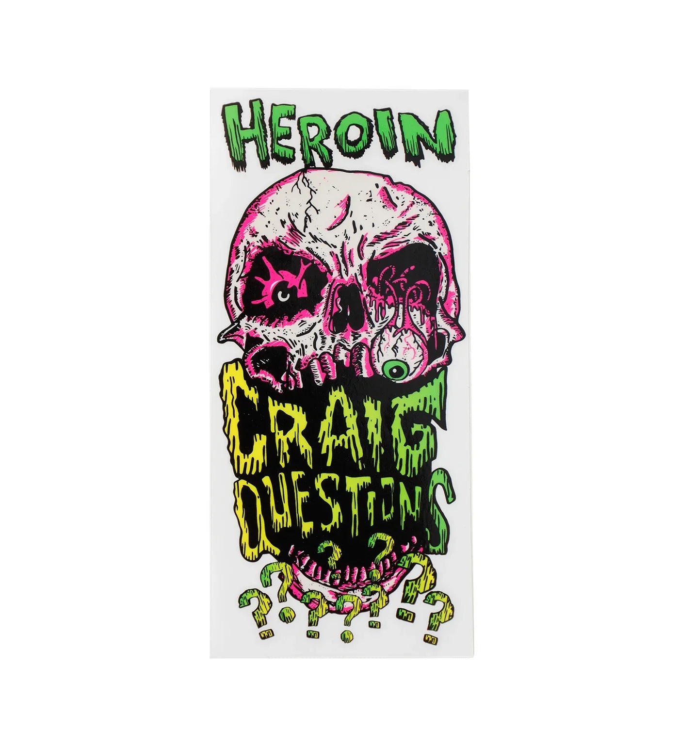 Heroin Skateboards 'Craig Questions' Sticker - Multi