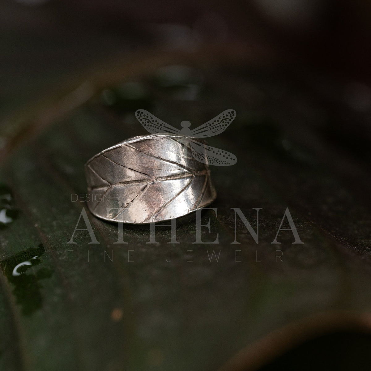 Blueberry Leaf Wraparound Ring — Handmade Sterling Silver & Gold — Unique Leaf Design