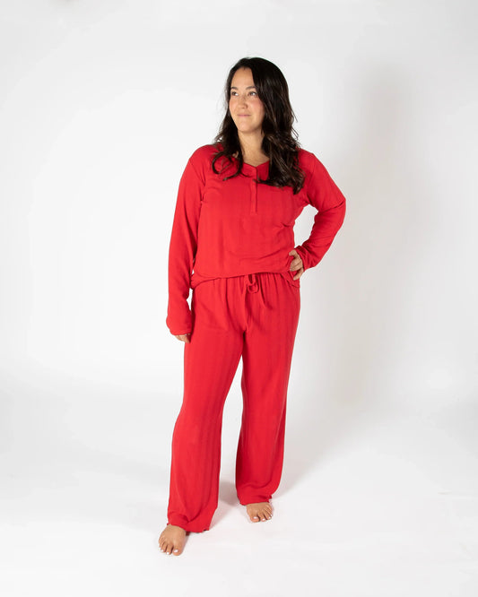 Pyjama long rouge pour femme