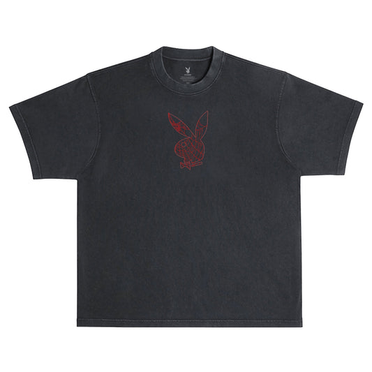 Color Bars X Playboy 'Black Widow Boxy Fit' Tee - Black/Red