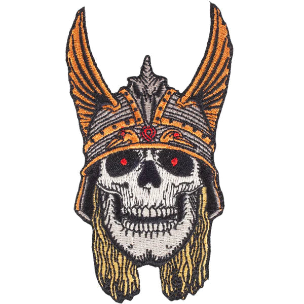 Powell Peralta 'Anderson's Viking Skull Logo' Embroidered Patch - Orange