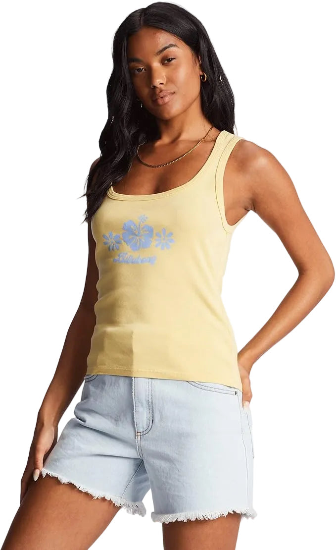 Billabong 'So Much Mahalo' Cropped Tank Top - Yellow (Women’s)