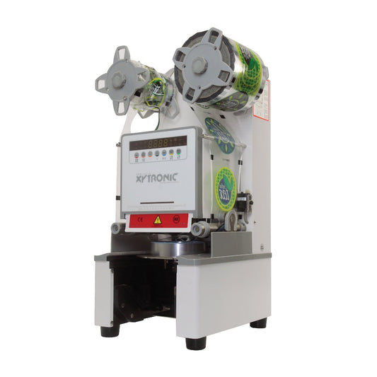 Sealing Film Machine with Contact Sensor | Recommended for FROSTED injection PP 90mm cups (UL Certified/Complies with NSF/ANSI Standard 2)