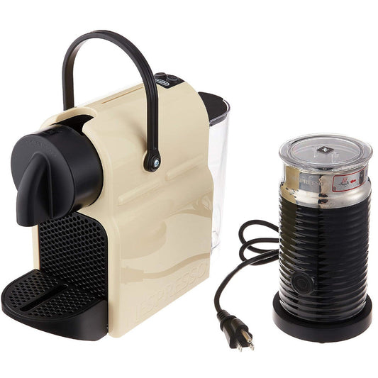 NESPRESSO Inissia Original Espresso Machine Bundle with Aeroccino Milk Frother by De'Longhi, Creamy White - EN80CWAECA