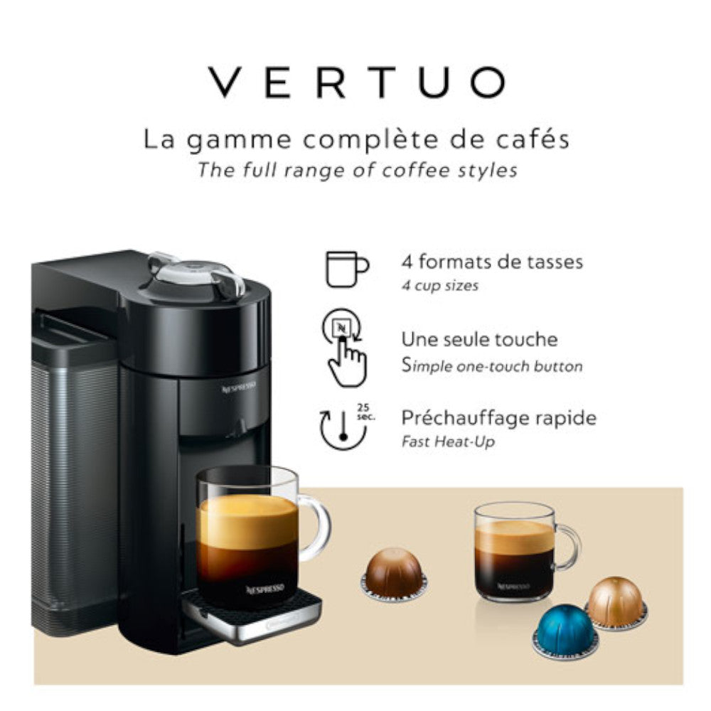 NESPRESSO Vertuo Coffee & Espresso Machine by De'Longhi with Aeroccino Milk Frother - Red - ENV135RAECA