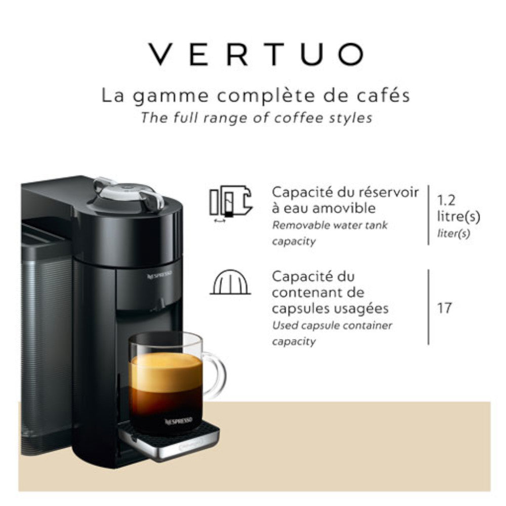 NESPRESSO Vertuo Coffee & Espresso Machine by De'Longhi with Aeroccino Milk Frother - Grey - ENV135GYAECA