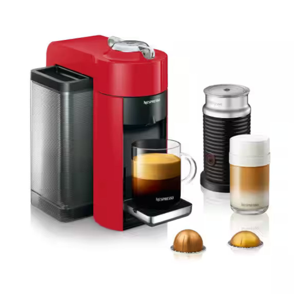 NESPRESSO Vertuo Coffee & Espresso Machine by De'Longhi with Aeroccino Milk Frother - Red - ENV135RAECA