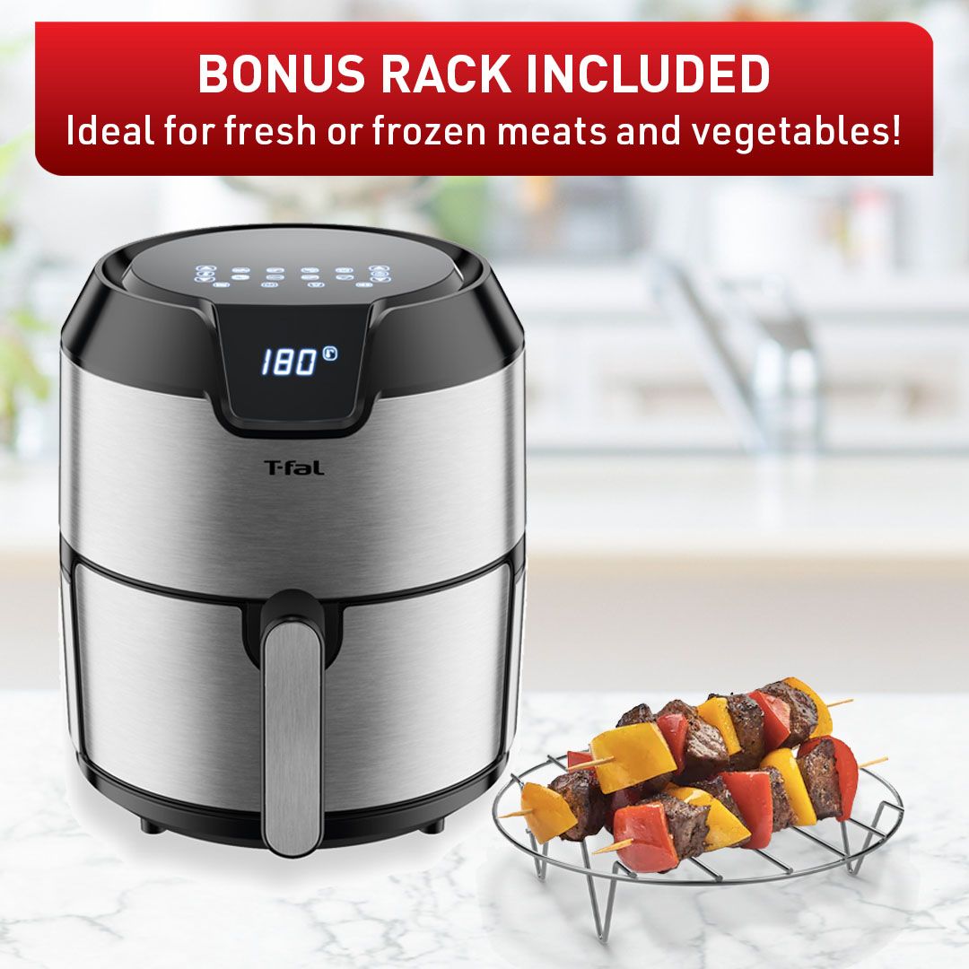 T-FAL 4.2L Digital Stainless Steel Prestige Air Fryer - Blemished package with full warranty - EY403D50