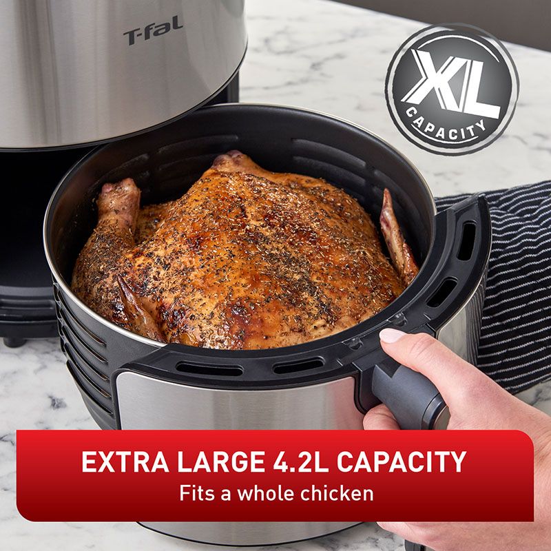 T-FAL 4.2L Digital Stainless Steel Prestige Air Fryer - Blemished package with full warranty - EY403D50