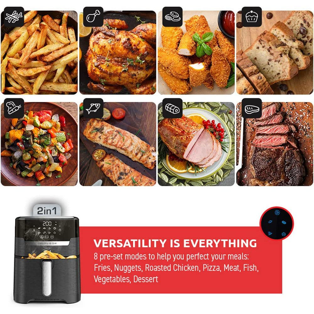 T-FAL Easy Fry Air Fryer & Grill 2 in1 XL Air Fryer - Blemished package with full warranty - EY505850