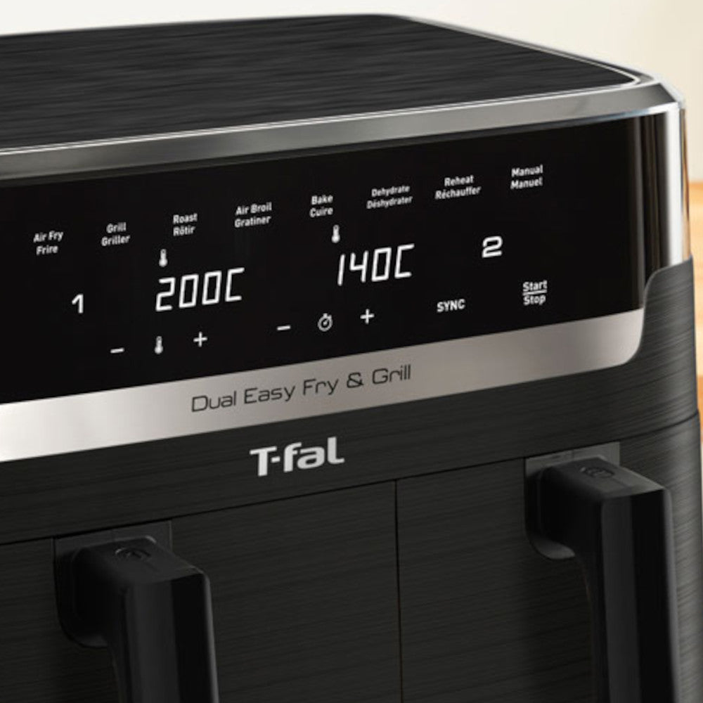 T-FAL EY905N50 Dual Easy Fry & Grill Air Fryer - Blemished package with full warranty