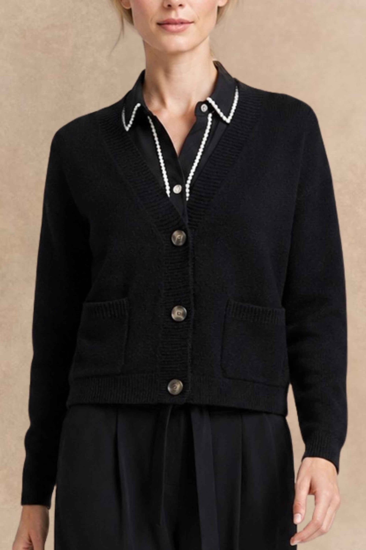 Éliane Button V-Neck Knit Cardigan