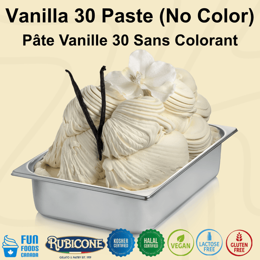 Pâte Vanille 30 (Sans Colorant) - Pâtes Glaces - Seau de 3 KG - Rubicone Canada - Livraison gratuite au Canada pour les commandes de plus de 199 CAD