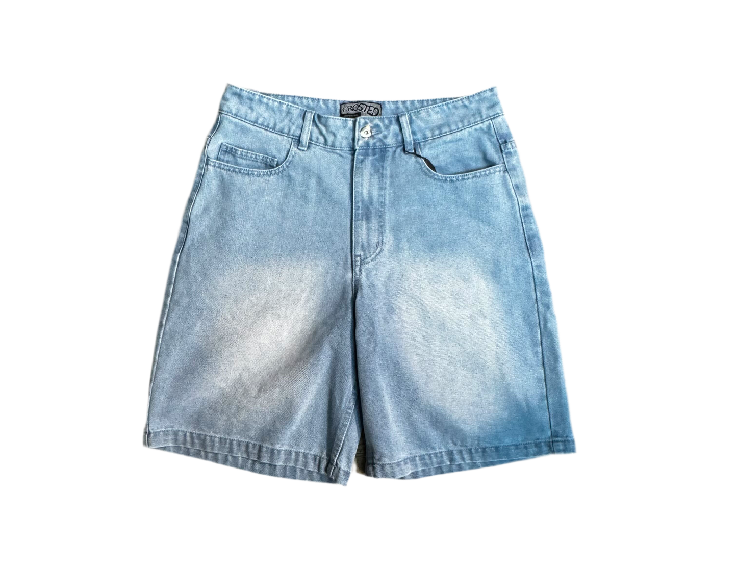 Frosted Skateboards 'Wavy' Baggy Jean Shorts - Sunfaded Blue