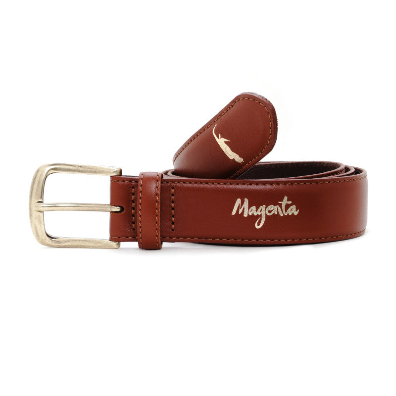 Magenta 'PWS' Belt - Brown