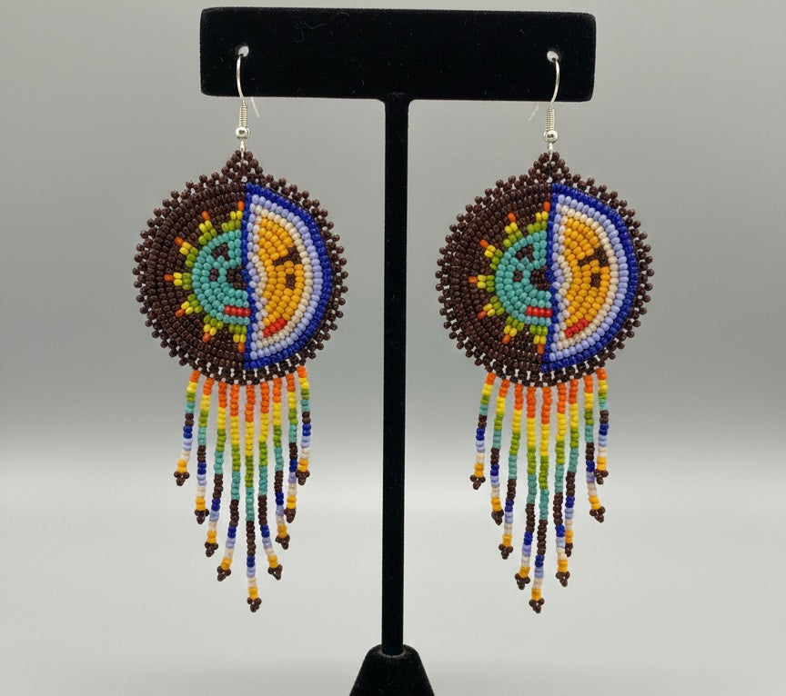 Brown Sun & Moon Beaded Fringe