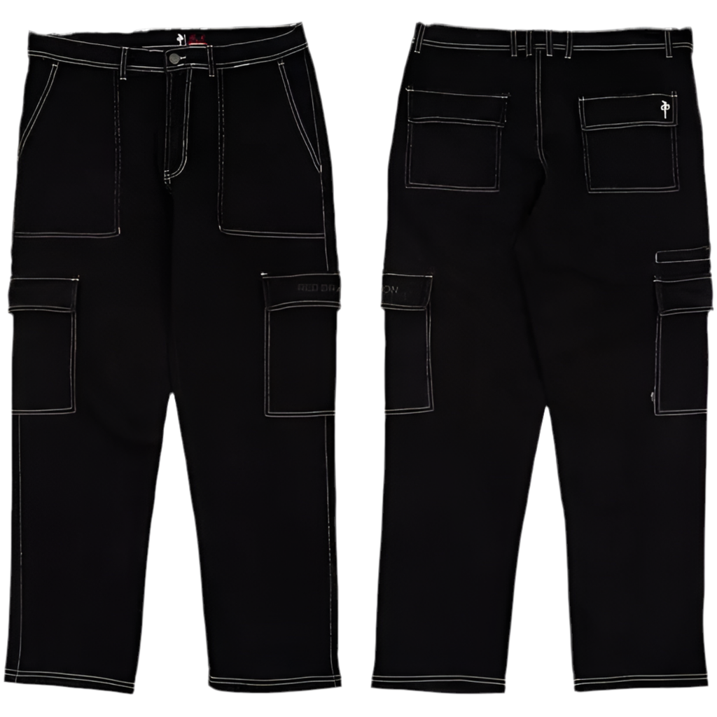 Red Dragon 'Micky Papa' Cargo Denim Pants - Black