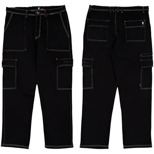 Red Dragon 'Micky Papa' Cargo Denim Pants - Black