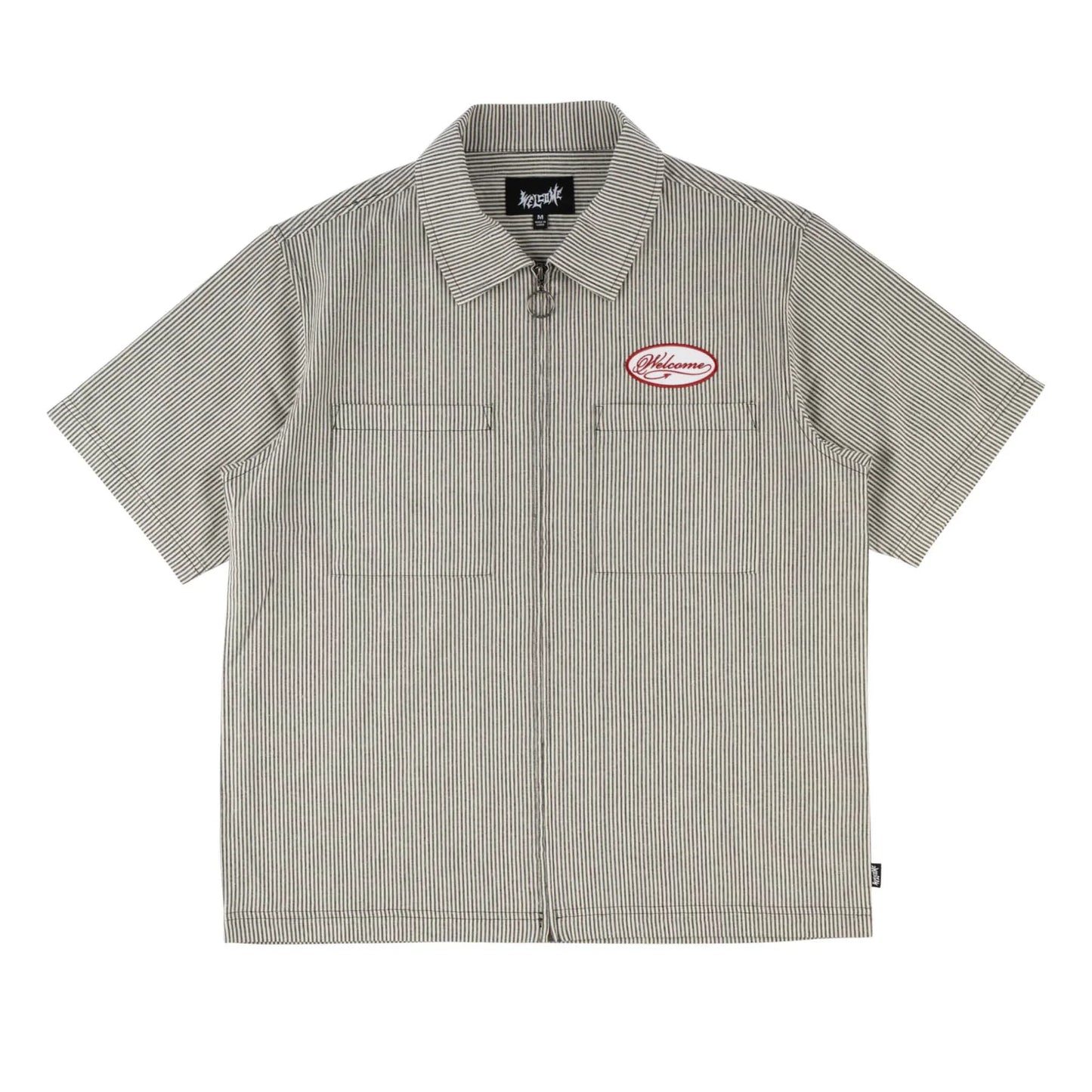 Welcome 'Garage Printed W/ Embroidered Patch' Oxford Shirt - Black/Grey