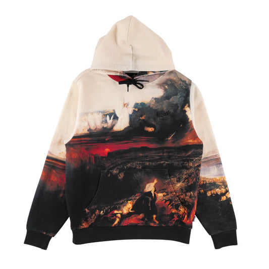 Welcome 'Judgement' All Over Print Pigment-Dyed Hoodie - Black