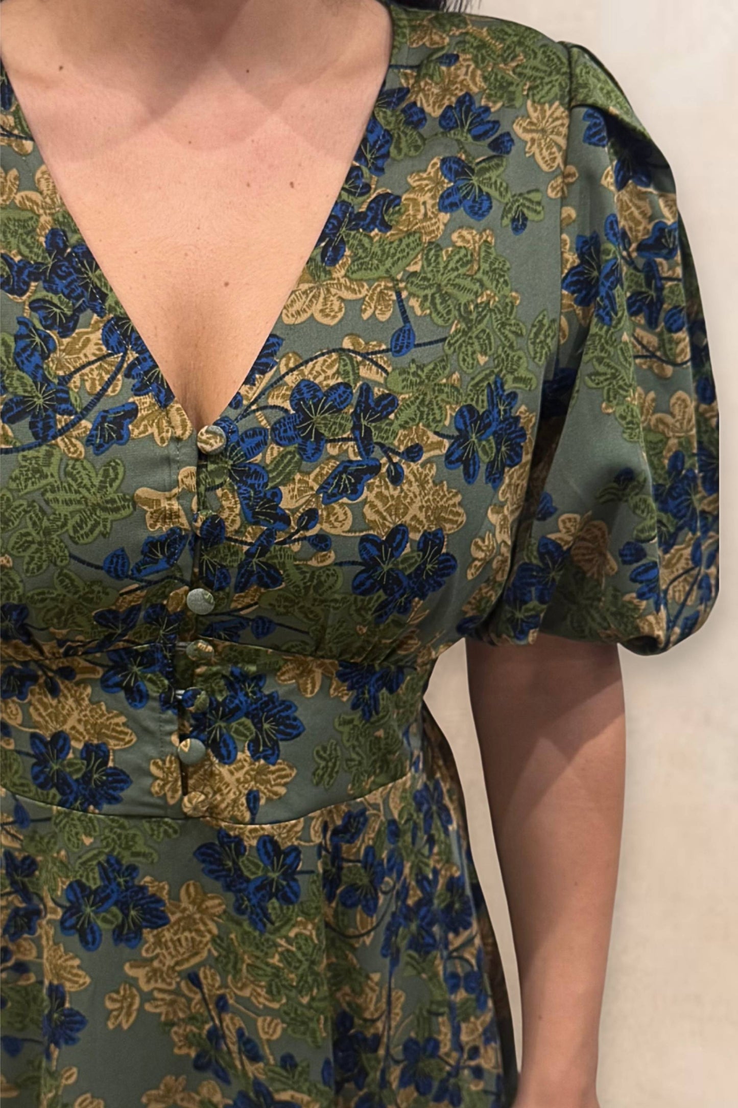 Fleur Green Floral Fit & Flare Dress