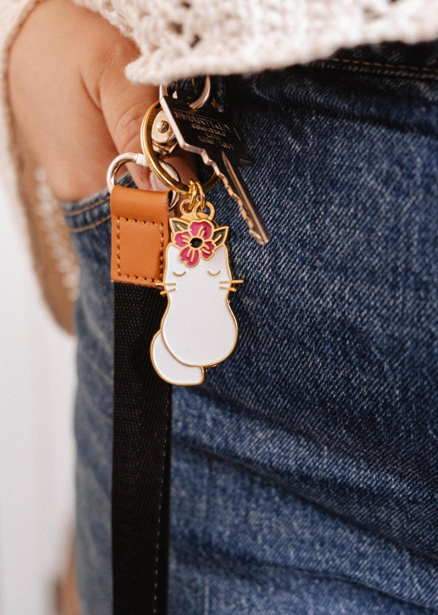 Floral Cat Keychain