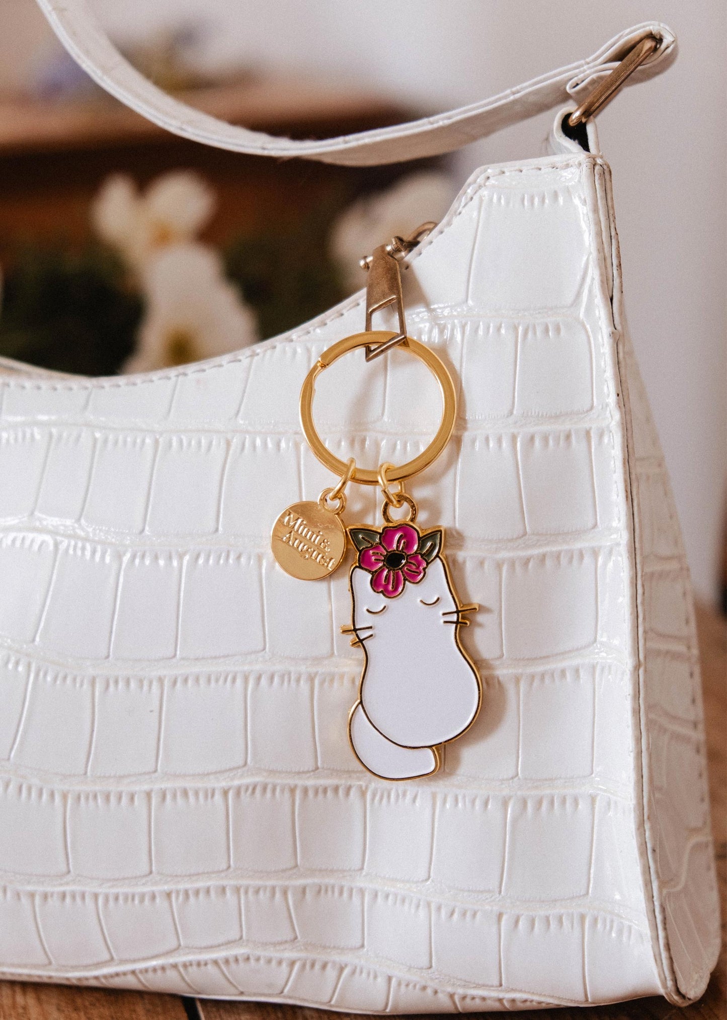 Floral Cat Keychain