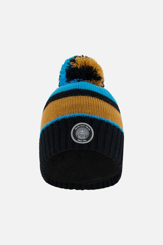 Knit Hat Blue, Black And Spice