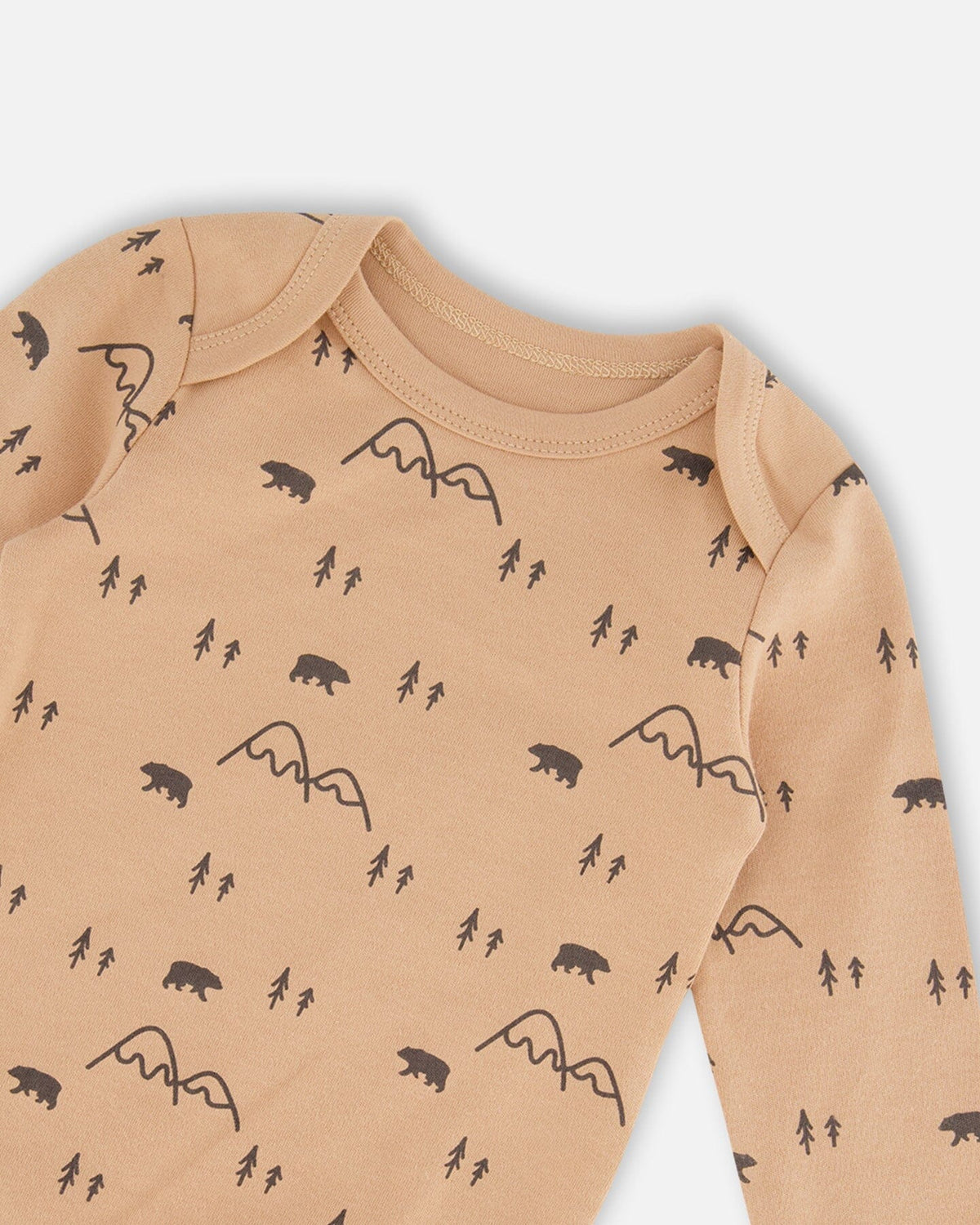 Organic Cotton Printed Onesie And Overall Set Dark Gray With Mountains