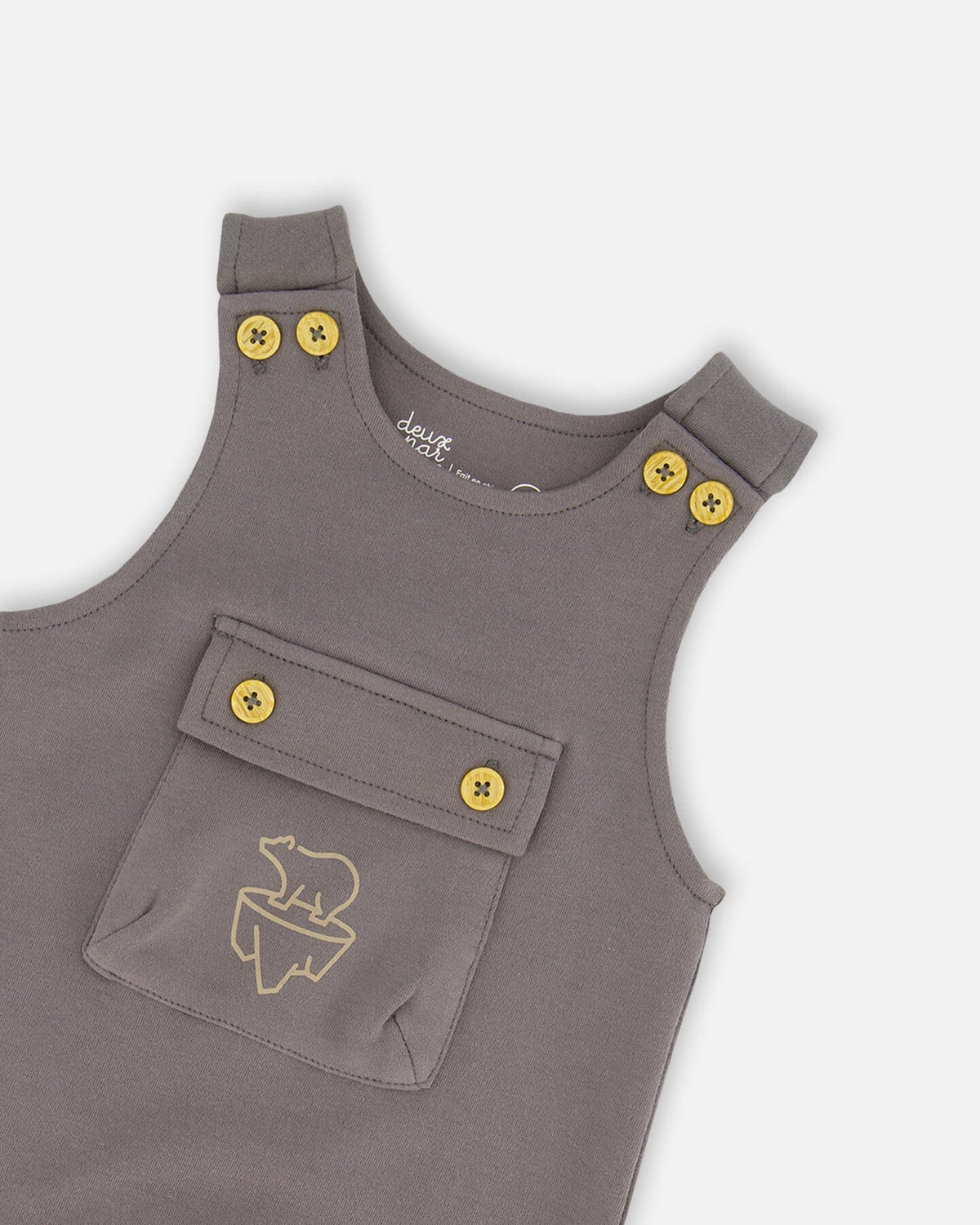 Organic Cotton Printed Onesie And Overall Set Dark Gray With Mountains
