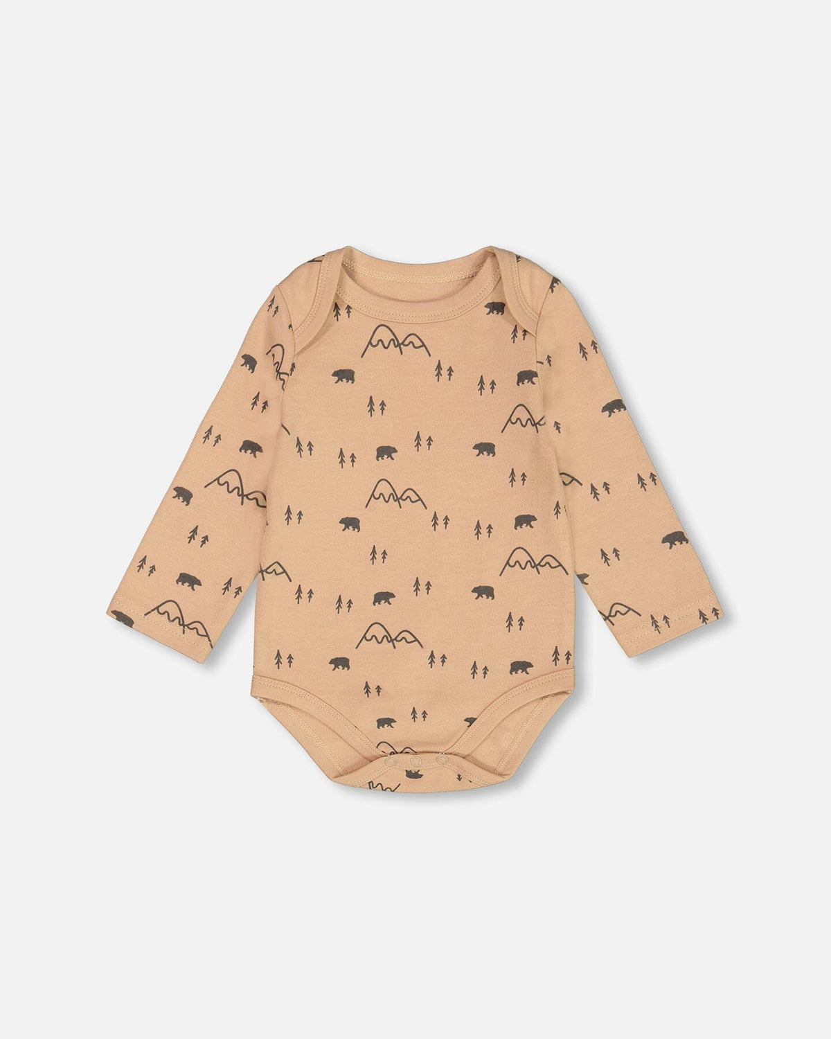 Organic Cotton Printed Onesie And Overall Set Dark Gray With Mountains