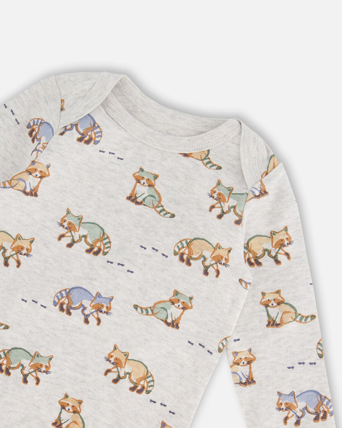 Organic Cotton Printed Onesie And Overall Set Green And Racoon