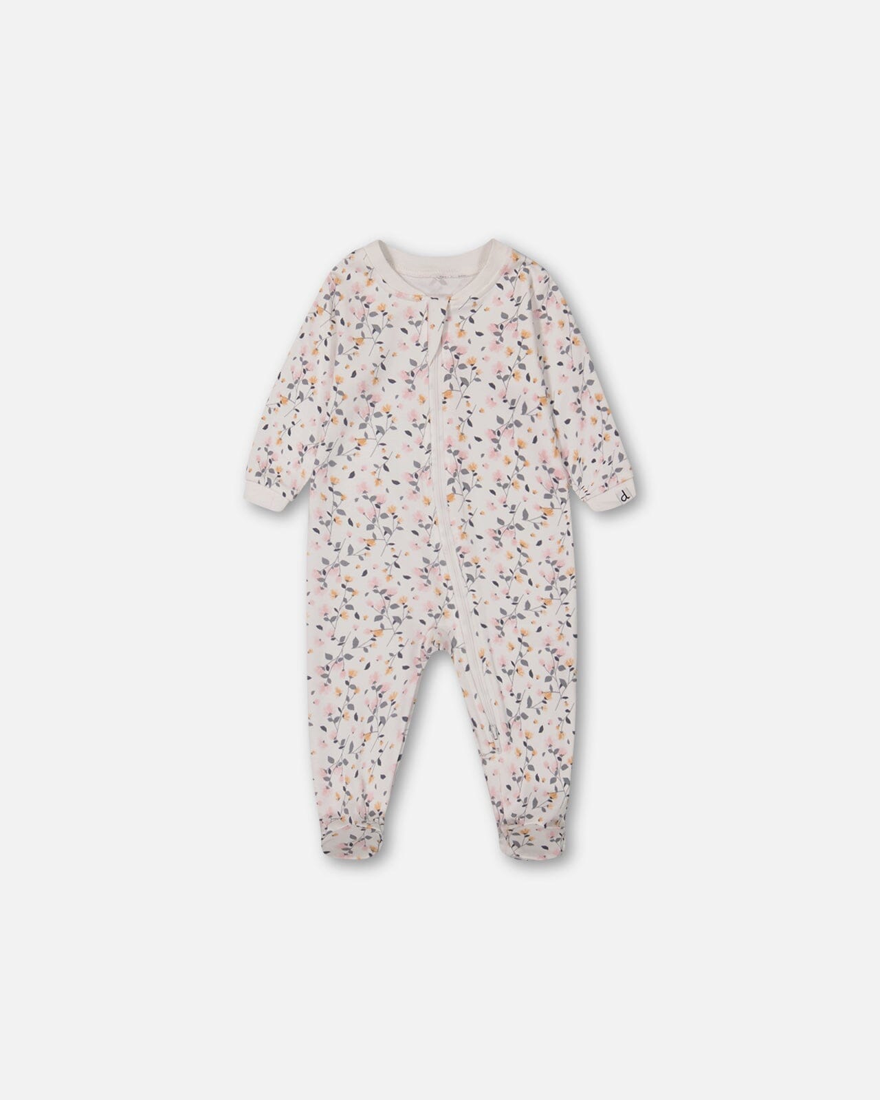 Organic Cotton One Piece Pajama Cream Printed Flowers