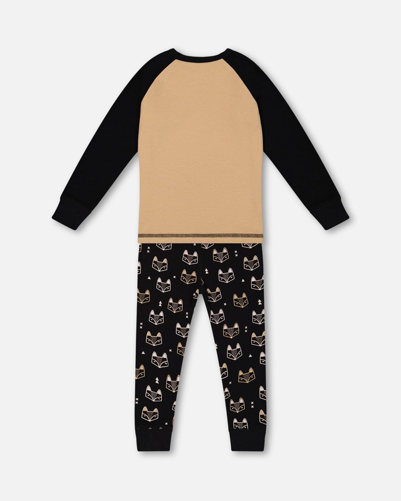 Organic Cotton Two Piece Pajama Set Black Printed Fox