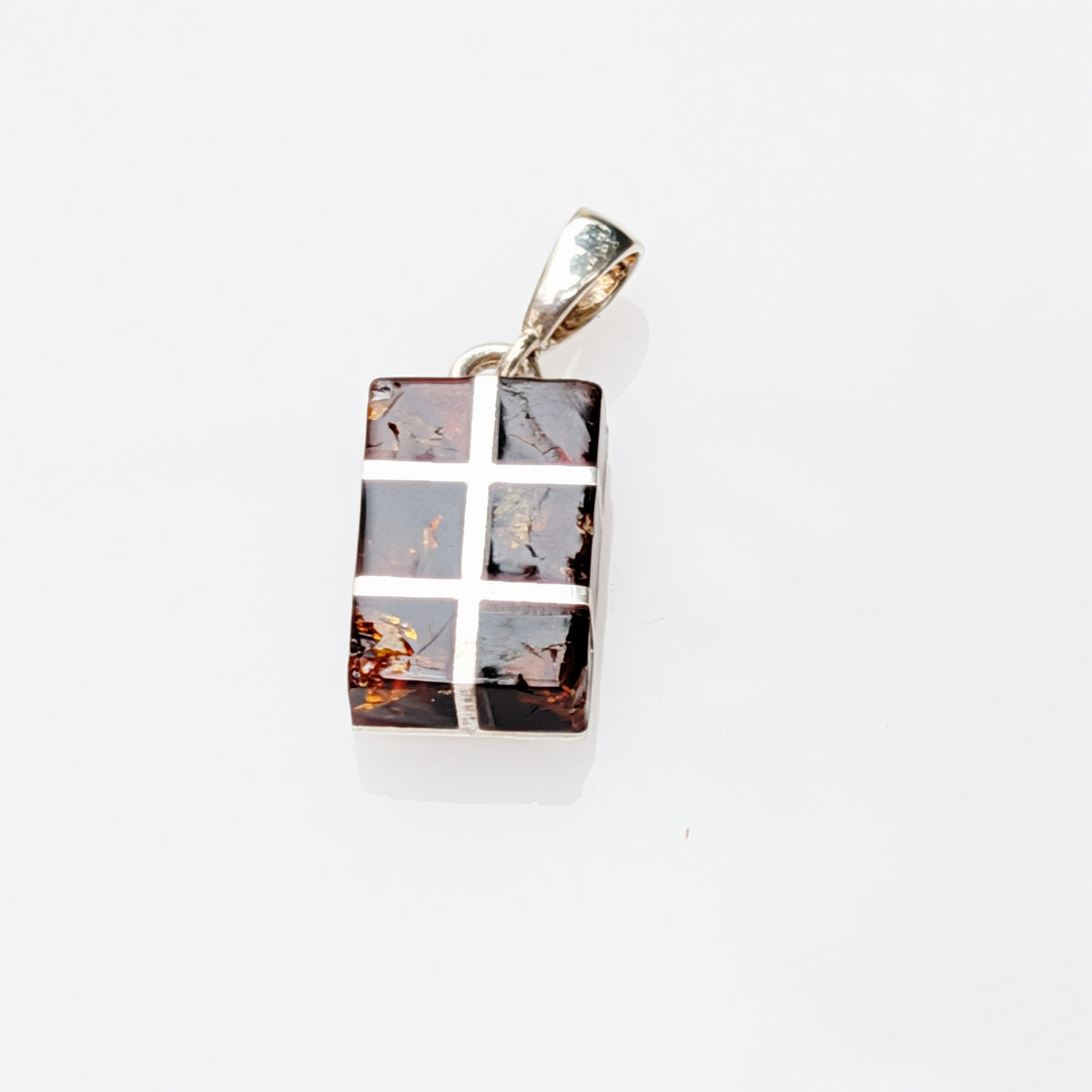 Golden Axis Pendant — Baltic Amber & Sterling Silver