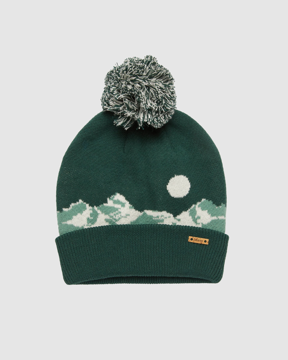 Mountain Scenic Pom Beanie