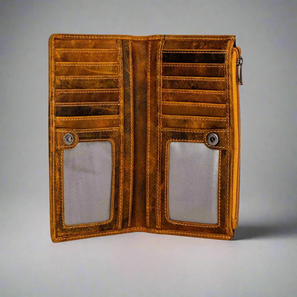 Greenwood Leather RFID Wallet with Zipper Pocket