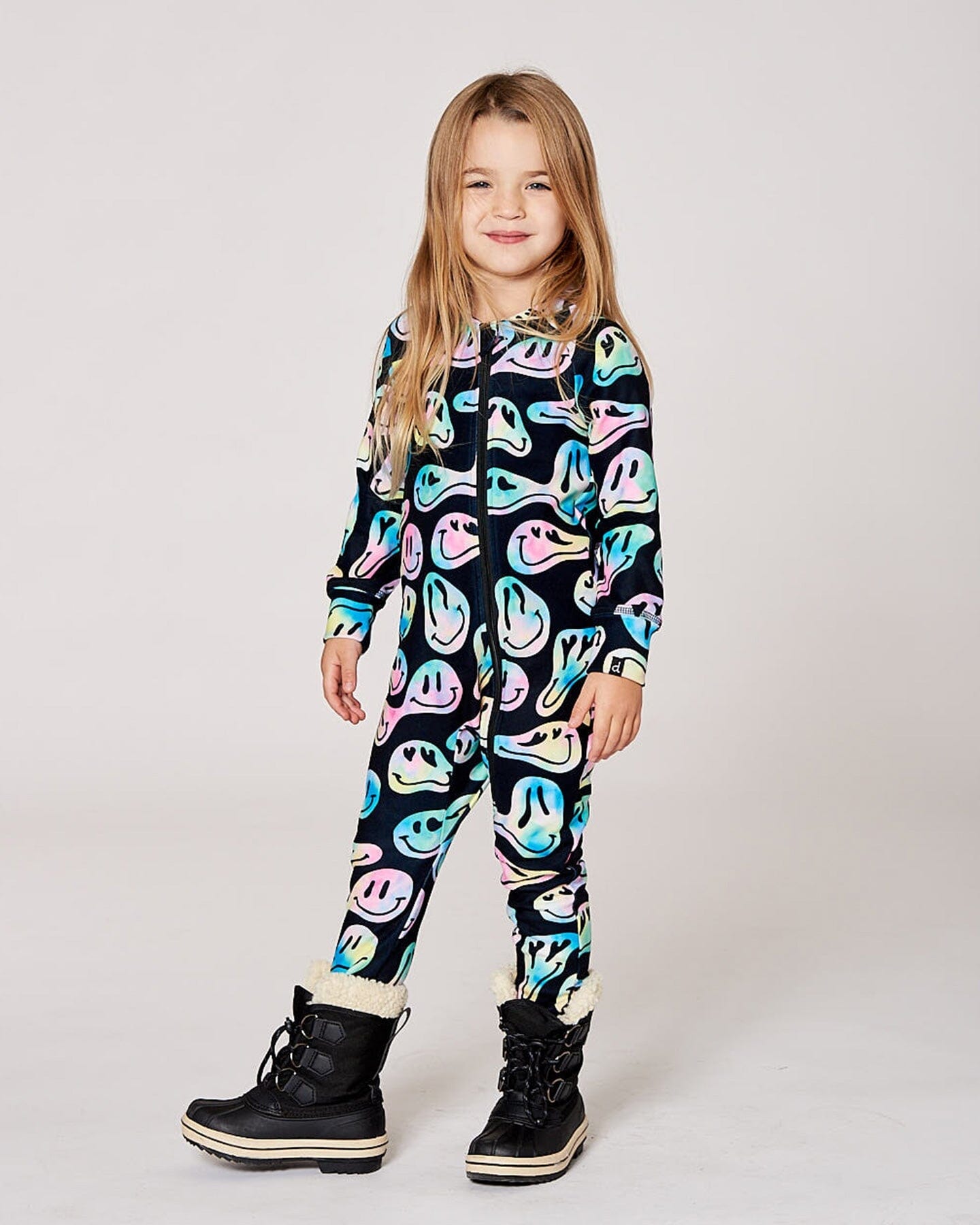 One-Piece Thermal Underwear Smiley Face Girl